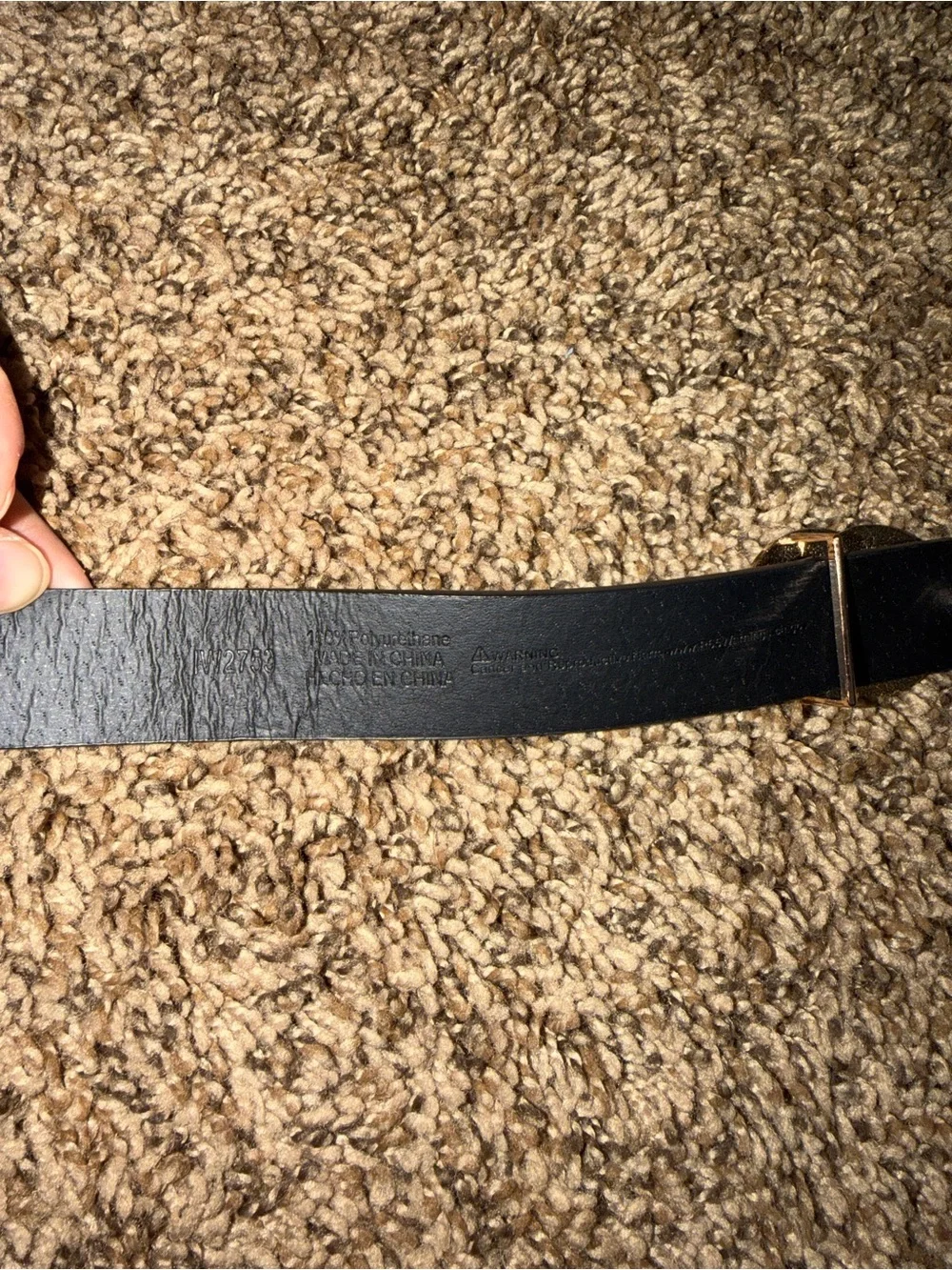Black Faux Leather Belt with Gold Double C Buckle